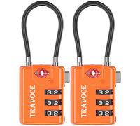 Search Alert - Candados de cable de combinación de viaje aprobados por la TSA, para maleta, armario de gimnasio, caja de herramientas, mochila 1, 2, 4, 6 y 10 unidades, color naranja, paquete de 2