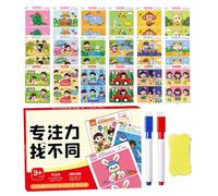 Search Find Cards - Educational Activity Set with Dry Erase Markers for Preschool Learning, Sensory Development, Early Cognitive Skills Boys Girls 8.07 Inches