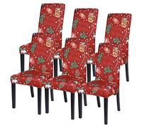 SearchI Juego de 6 Fundas elásticas para sillas de Navidad, Fundas Protectoras Lavables de Spandex para sillas de Cocina, decoración de Navidad, Fiestas de Vacaciones (Rojo)