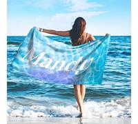 SearchI Toallas de Playa Personalizadas Nombre 76x152cm, Toallas de Baño Microfibra Absorbente, Secado Rápido y Libre de Arena Totalla de Viaje Playa Piscina para Niños Adulto,ondulación del Agua