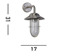 Searchlight Aplique de exterior Toronto, IP44, plateado, acero, vidrio, E27