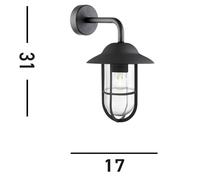 Searchlight Aplique de exterior Toronto, negro IP44, acero, vidrio, E27
