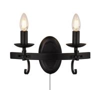 Searchlight Aplique de pared Cartwheel III, 2 luces, interruptor tirador, metal