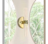 Searchlight Aplique de pared LED para baño Aberdeen, altura 34 cm, color latón, 2 luces. True