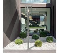 Searchlight Bolardo luminoso Box II, 90 cm de altura, plateado/claro, cristal, IP44