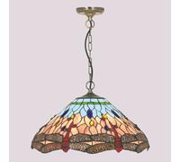 Searchlight Clásica lámpara colgante, estilo Tiffany DRAGONFLY True