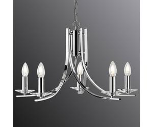 Searchlight Elegante lámpara colgante Ascona, 5 brazos, cromo