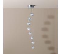 Searchlight Ice Cube Lámpara colgante LED, 8 luces, cromo, cristal