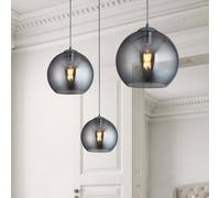 Searchlight Lámpara colgante Balls, bola cristal humo Ø 30cm