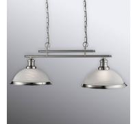Searchlight Lámpara colgante de vidrio Bistro, 2 luces, plata