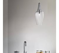 Searchlight Lámpara colgante de vidrio Whisk, elemen. de cromo