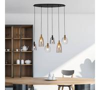 Searchlight Divine 6 luces múltiples, colgante en forma de gota negro, vidrio coloreado