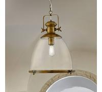 Searchlight Lámpara colgante industrial, latón/claro, cristal, E27
