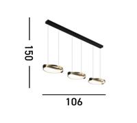 Searchlight Lámpara colgante LED Aerial, 3 luces, latón/negro, acero