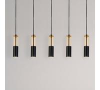 Searchlight Lámpara colgante Merrygold, negro/ámbar, metal, GU10, 5 luces.