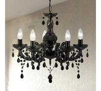 Searchlight Lámpara de araña Marie Therese, negro, 5 luces True