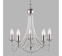5 bras-argent satiné finition Lustre en fer forgé