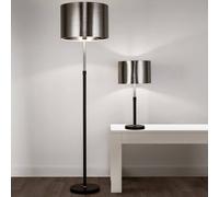 Searchlight Lámpara de mesa Column, pantalla negro-cromo