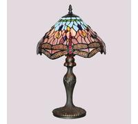 Searchlight Lámpara de mesa DRAGONFLY, latón envejecido/multicolor, altura 46 cm, estilo True