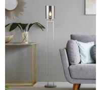 Searchlight Lámpara de pie Catalina, cristal, cromo/color humo, E27, 144 cm