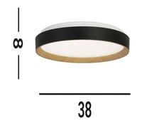 Searchlight Lámpara de techo Sorrento decoración negro/madera Ø 38 cm Control remoto EC:EPREL:2091200