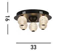 Searchlight Lámpara LED de techo Asteroid, negro Ø 33 cm acero/acrílico 5 luces. EC:EPREL:2092550