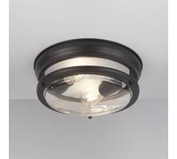 Searchlight Plafón Glasgow con pantalla de cristal, IP44 negro