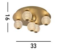 Searchlight Plafón LED Asteroid, dorado, Ø 33 cm acero/acrílico versión de 5 luces EC:EPREL:2092562