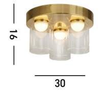 Searchlight Plafón LED Highball, color latón, IP44, cristal