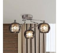 Searchlight Plafón Lovell, cromo/color humo, cristal, 3 luces, G9