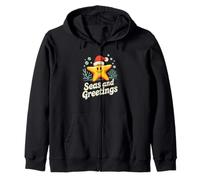 Seas and Greetings Funny Tropical Xmas Starfish Holiday Juego de Palabras Sudadera con Capucha