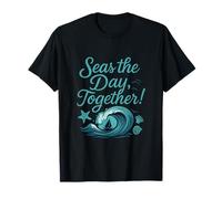 Seas The Day Together Beach Wave Diseño náutico Camiseta