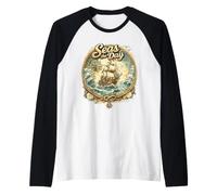 Seas The Days, gráfico Retro de Vacaciones en el océano, Playa náutica Camiseta Manga Raglan