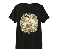 Seas The Days, gráfico Retro de Vacaciones en el océano, Playa náutica Camiseta Premium