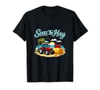 Seas The Hay Country Farm Pun Tractor Playa Gráfico Camiseta