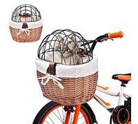 Seasaleshop Cesta delantera de mimbre para manillar de bicicleta, cesta delantera para bicicleta, manillar de mimbre, cesta de bicicleta para mascotas pequeñas, gatos, perros