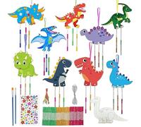 Seasboes Juego de manualidades de dinosaurio, 10 piezas, juego de manualidades de madera, carillón de viento, decoración de dinosaurios, manualidades creativas, manualidades para manualidades, regalo
