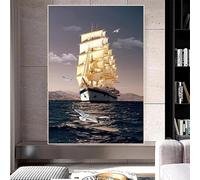 Seascape Sailboat Series Landscape Poster Aesthetic Wall Art Canvas Painting for Living Room Modern Home Decor(40x50cm/Frameless)