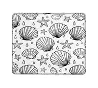 Seashell - Alfombrilla de mouse pequeña, diseño de estrella de mar minimalista costera, gotas de agua, verano, negro, cuadrado, de goma, suave, portátil, accesorios de escritorio para computadora de