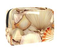 Seashell Color Pattern PVC Cosmetic Bags Makeup Handy Pouch Organizer Zipper Toiletries Bag for Women Travel Bathroom, Multicolor 4, 18.5x7.5x13cm/7.3x3x5.1in