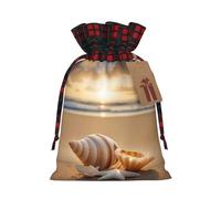 Seashell Landscape On The Beach - 1 bolsa de Navidad con cordón de 8.3 x 11.8 pulgadas, bolsa robusta para regalos y artículos esenciales de uso diario