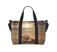 Seashell Landscape On The Beach - Bolsa de gimnasio para mujer, bolsa de viaje para fin de semana, bolsa de lona para artículos personales, Negro -, Talla única