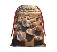 Seashell Landscape On The Beach - Bolsas de Navidad con cordón para fiestas, bolsas reutilizables para caramelos, bodas, San Valentín