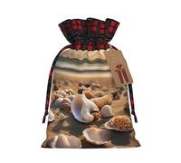 Seashell Landscape On The Beach Bolsas de regalo con temática navideña, elegantes, únicas y personalizadas, reutilizables con cordón