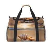 Seashell Landscape On The Beach - Equipaje de mano con estampado de conchas marinas para mujeres y hombres, bolsa cruzada de fin de semana para yoga, viajes, imprescindible, Negro -, Talla única