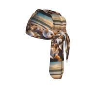 Seashell Landscape On The Beach - Gorro moderno con estampado de calavera para ciclismo, absorbe la humedad, debajo del casco, con lazo en la espalda, gorro moderno de 22-24 pulgadas