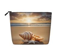 Seashell Landscape On The Beach - Neceser de viaje versátil, perfecto para uso diario y viajes de negocios, Black, Talla única, Neceser