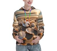 Seashell Landscape On The Beach - Sudadera con capucha para mujer | Sudadera con capucha para mujer, de manga larga, con bolsillo, de gran tamaño, cómoda, para otoño, ropa de mujer