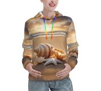 Seashell Landscape On The Beach - Sudadera con capucha para mujer | Sudadera con capucha para mujer, de manga larga, con bolsillo, de gran tamaño, cómoda, para otoño, ropa de mujer