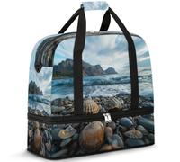 Seashell Ocean Beach - Bolsa de viaje para mujeres y hombres, bolsa de viaje para fin de semana, plegable, húmeda, separada, 47 L, bolsa de mano para deportes, gimnasio, yoga, color, 47 L, Organizador